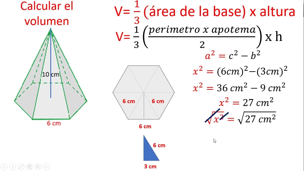 VOLUMEN DE UNA PIRÁMIDE HEXAGONAL SIN APOTEMA EN SU BASE