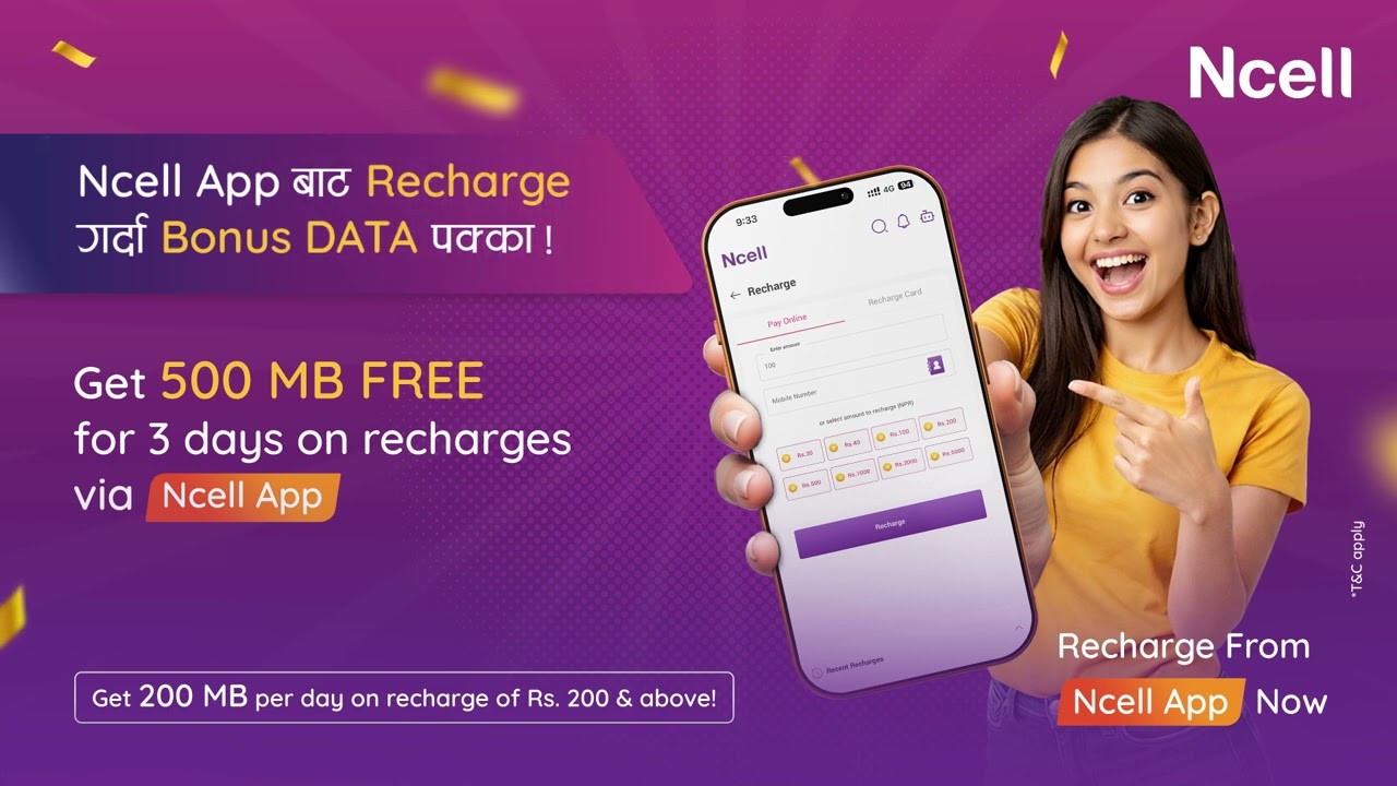 Get 500 MB FREE via Ncell App