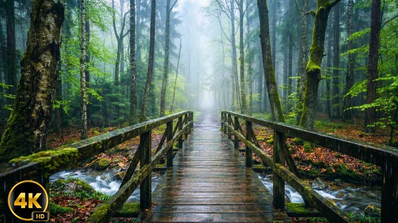 4K Rain Walk on a Silent Misty Forest Road 🌧️ Heavy Rain & Deep Fog Ambience | Cinematic Nature ASMR