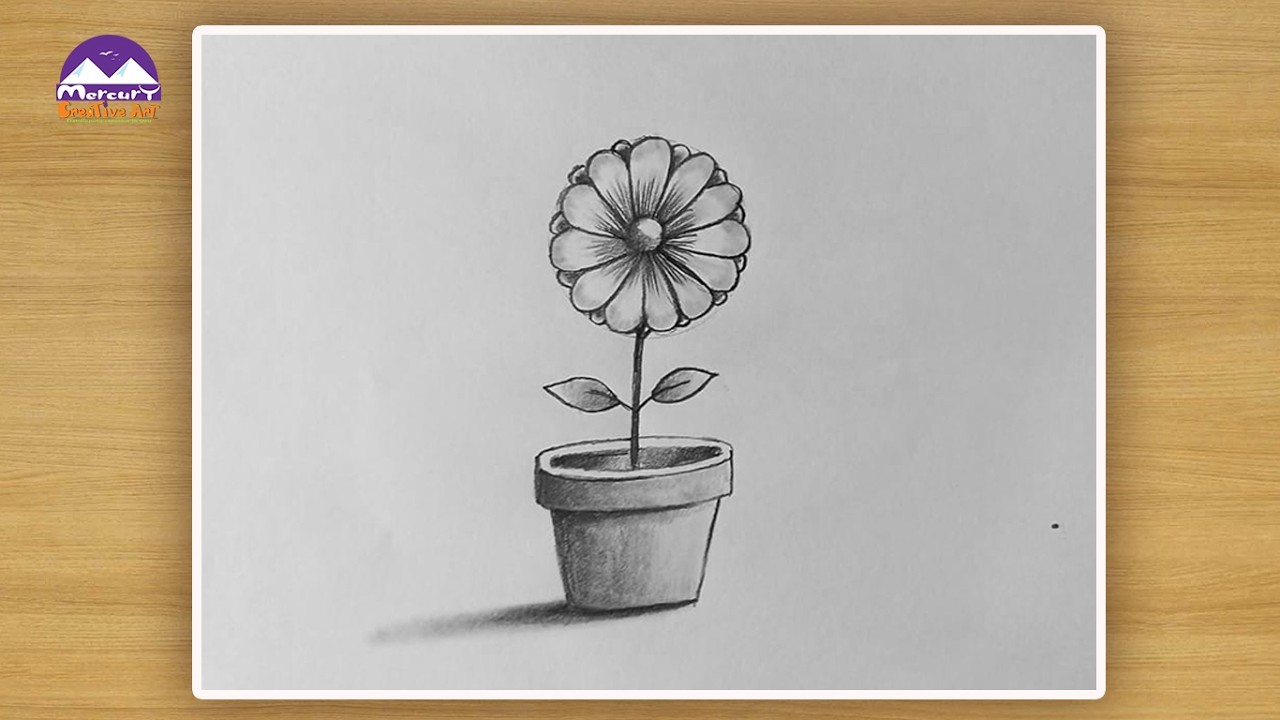 How to Draw a Cute Flower in a Pot | Simple Shading Techniques