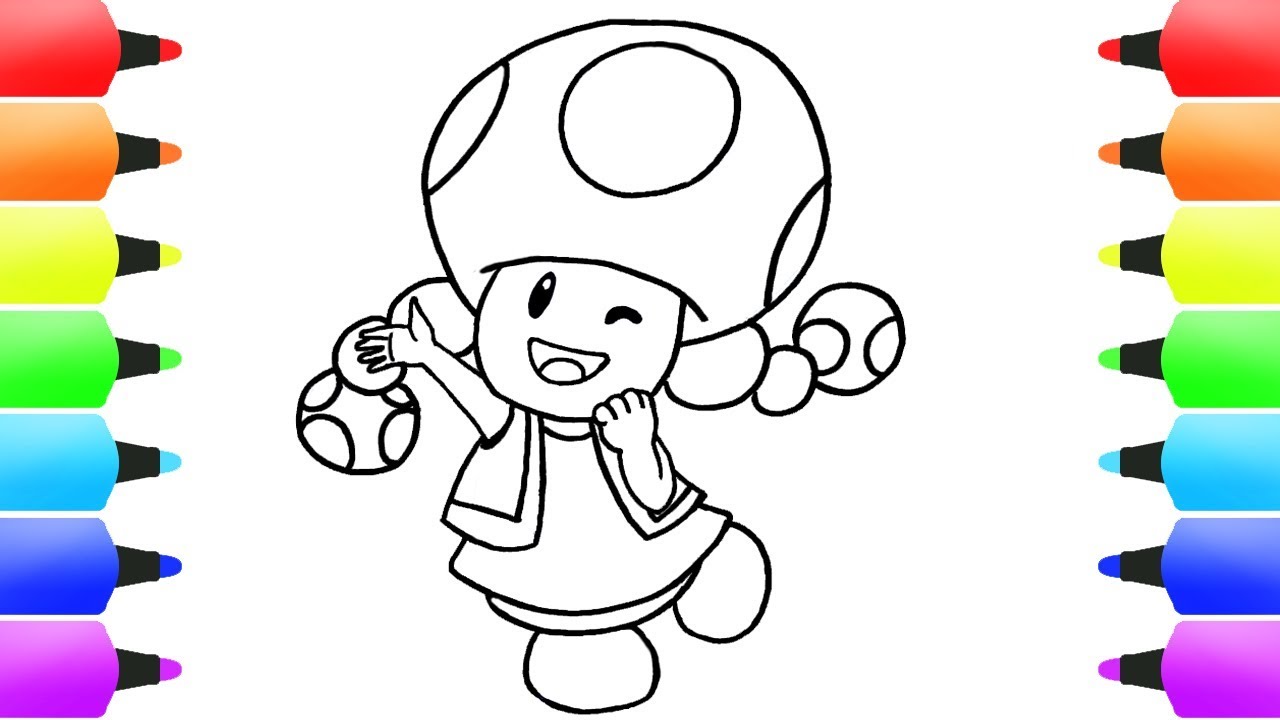 TOADETTE from Super Mario How to Draw EASY and SUPER FUN Coloring Page Video