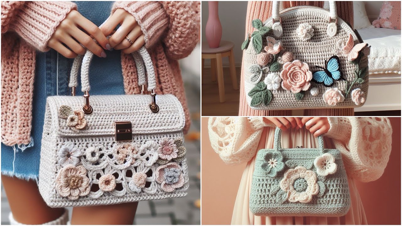 Crochet Beautiful Flower Bag knitted with wool (share ideas) #knitted #bedsheets #crochetbag
