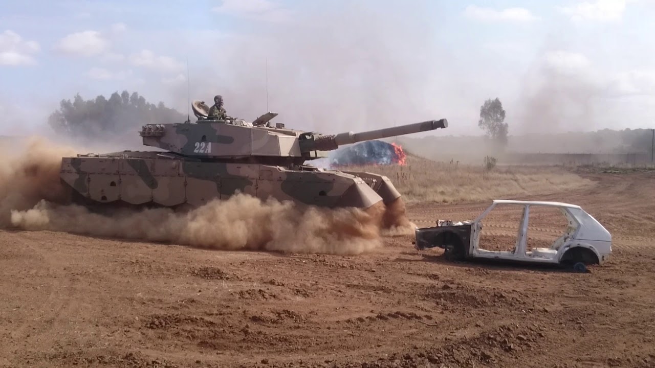 Olifant Mk2 Driving Over a VW Golf Shell