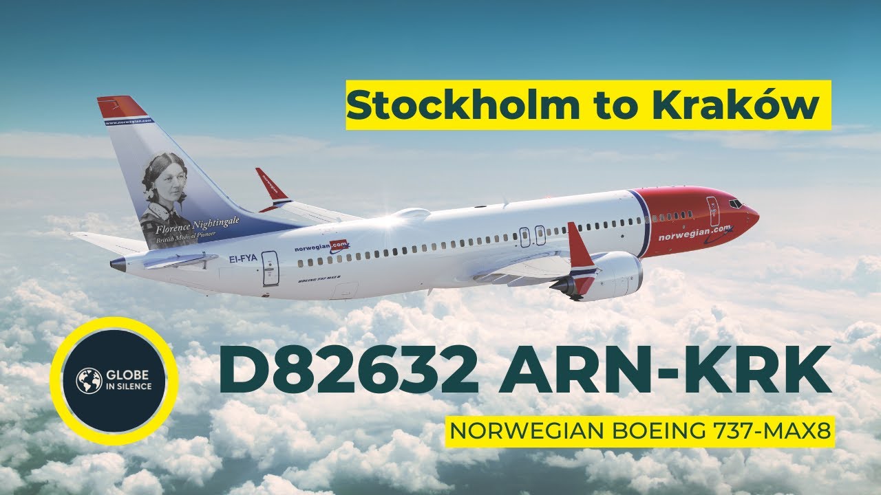 Stockholm to Kraków Flight | D82632 ARN-KRK | Norwegian Boeing 737-MAX8