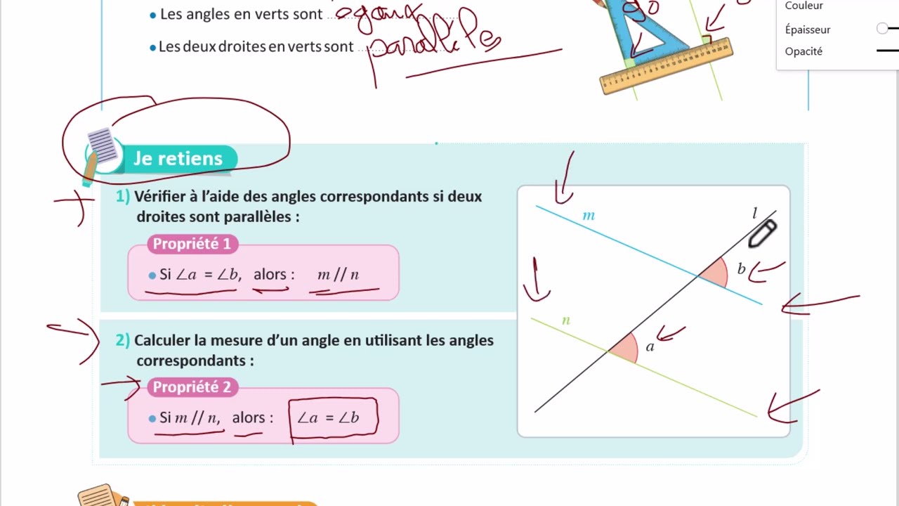 2ac :Utiliser les angles correspondants pour avoir si deux droites sont paralleles et inversement