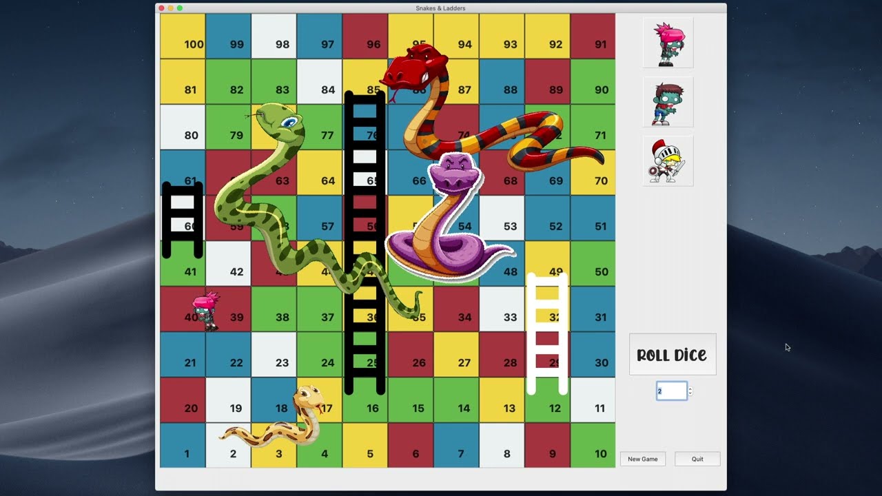 Qt programming - Graphical Snakes & Ladders part 4