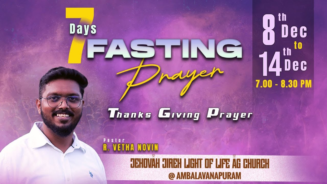 🛑 LIVE | FASTING PRAYER | Pr. VETHA NOVIN | DAY -1 | 08-12-2025