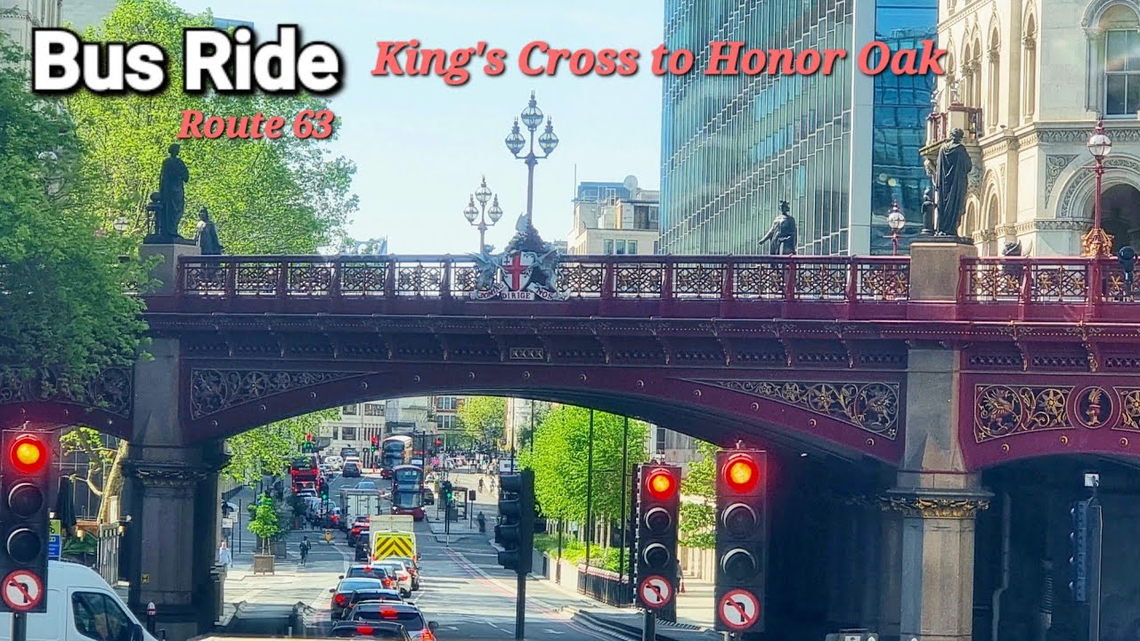 London Bus Route 63: A Scenic Tour of the City from King's Cross to Honor Oak on a Double-Decker Bus