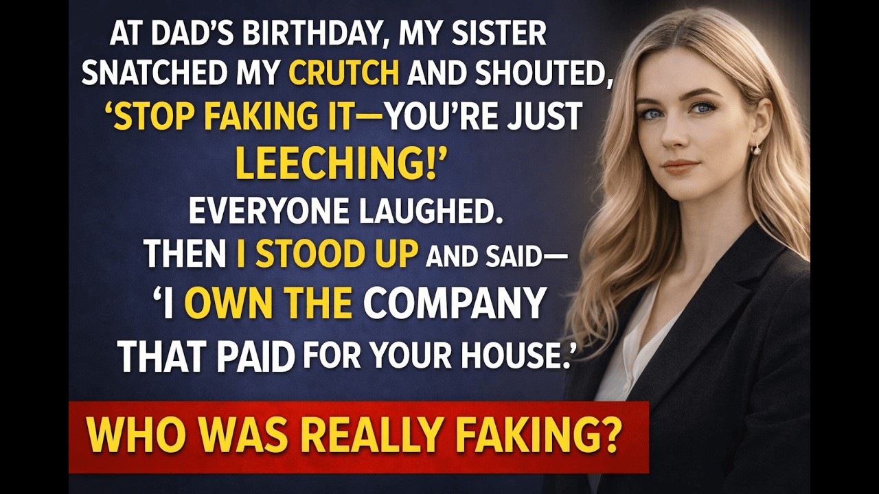 At Dad’s Birthday, My Sister Snatched My Crutch… Then Found Out I Own the Company She Works For