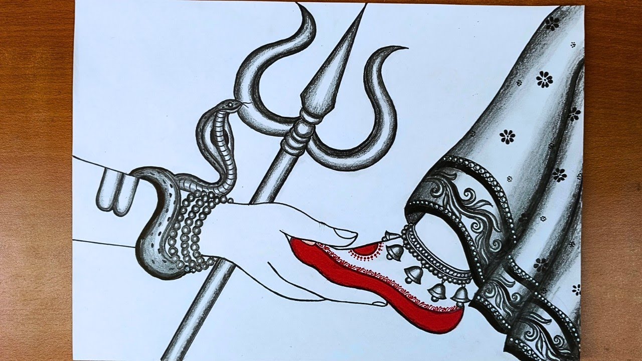 Shiv Parvati Hand and Leg Drawing|Shiva Parvati Drawing|