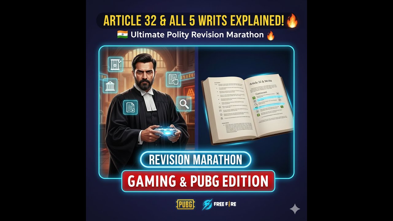 ARTICLE 32 & ALL 5 WRITS EXPLAINED! 🔥 Ultimate Polity Revision Marathon | Gaming & PUBG Edition