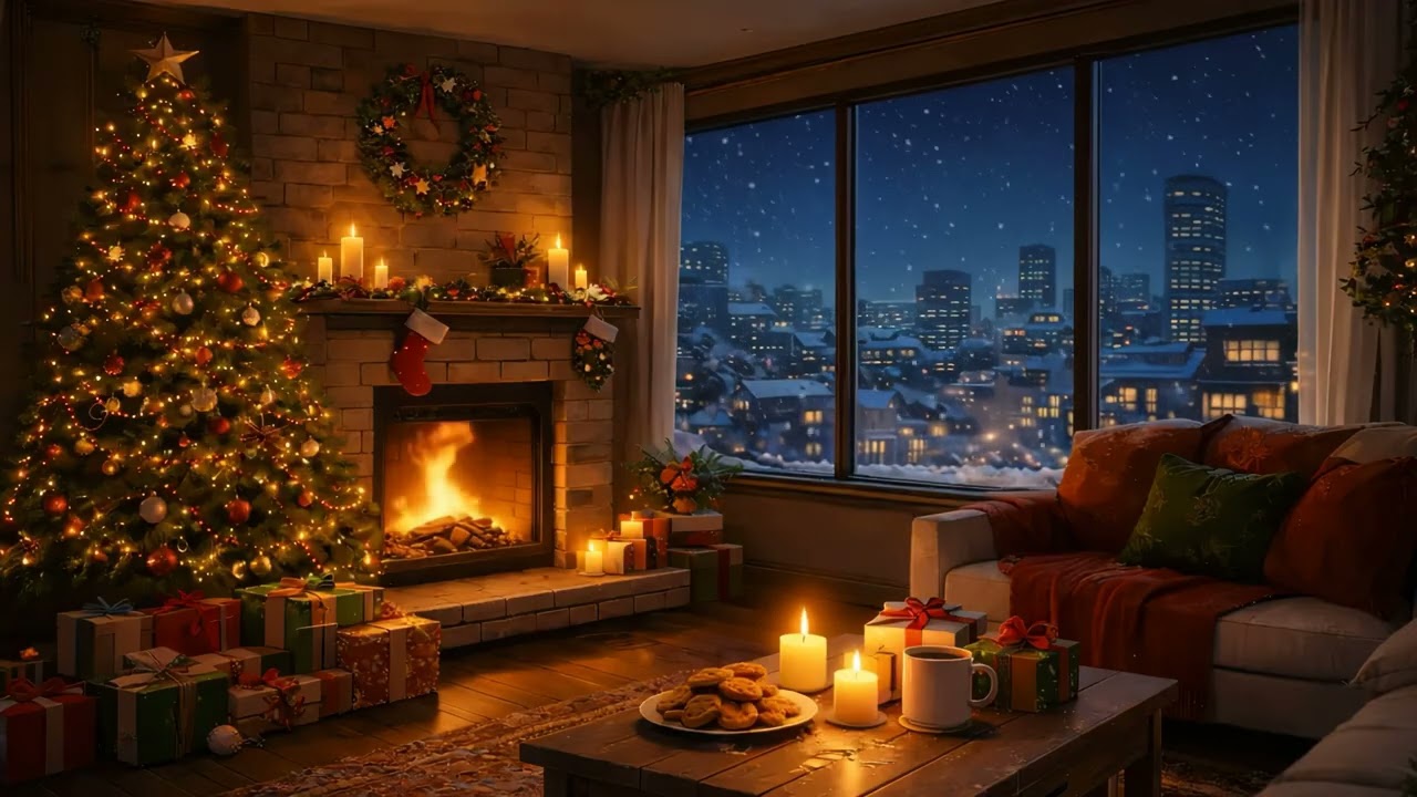 Crackling Fireplace, Snowy Tokyo Night Lofi ⛄️Fireplace Cozy Lofi Beats for Study, Relax & Sleep ❄️