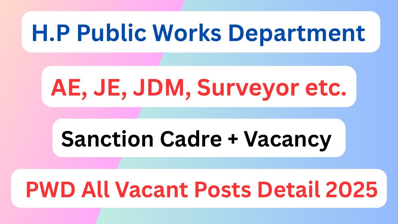 HPPWD || AE, JE, JDM, Surveyor & Work Inspector || Vacancy Position 2025 ||