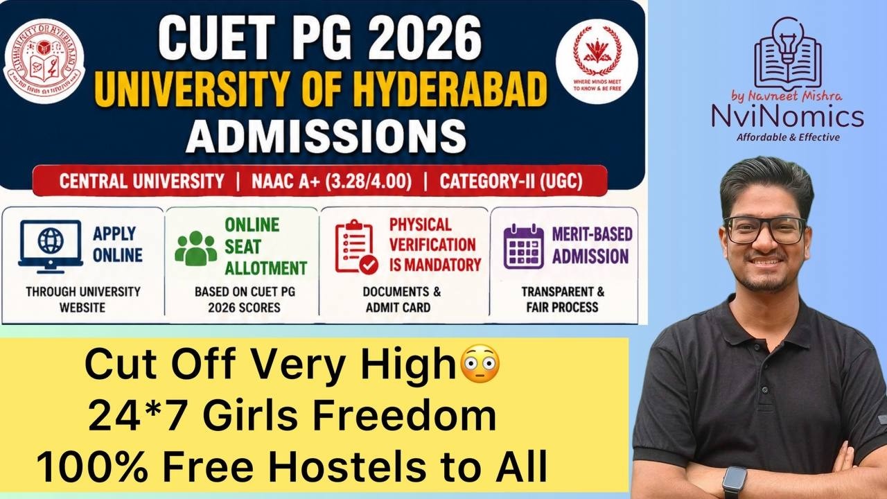 CUET PG HCU 2026 Notification out, Why Very High CUT OFF , Monthly expenditure, 100% Free hostel
