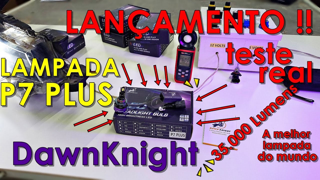 Launch - Super LED P7 PLUS DawnKnight - 35,000 lumens - HIGH parabola headlight test