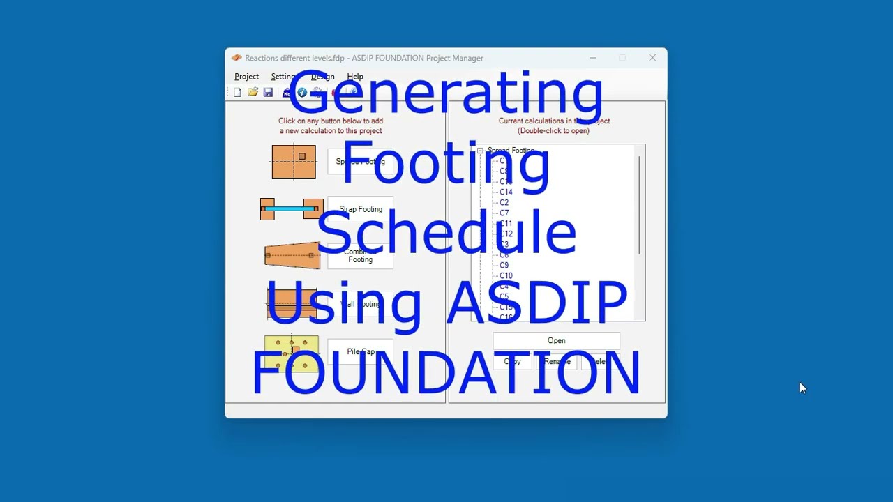 Generating Footing Schedule Using ASDIP FOUNDATION