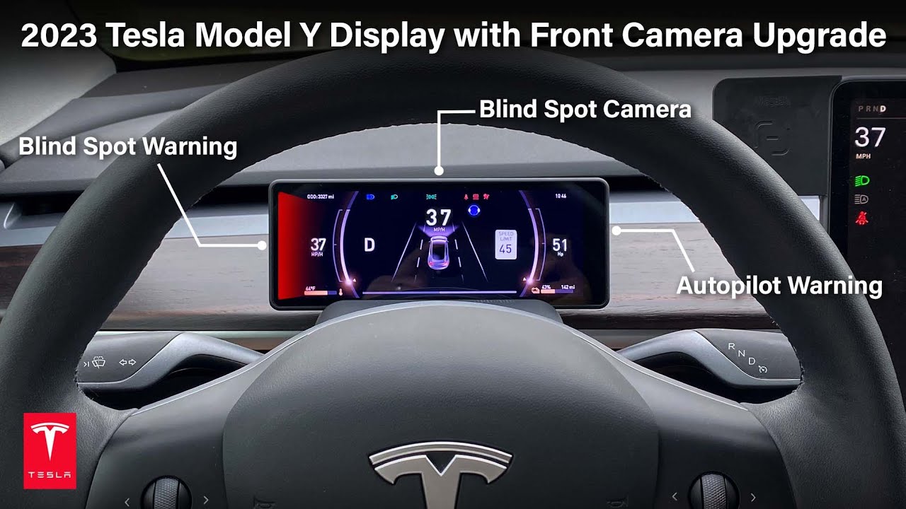New 2023 Tesla Model Y/3 Instrument Cluster Display with Blind Spot Warning and Front Camera! #tesla