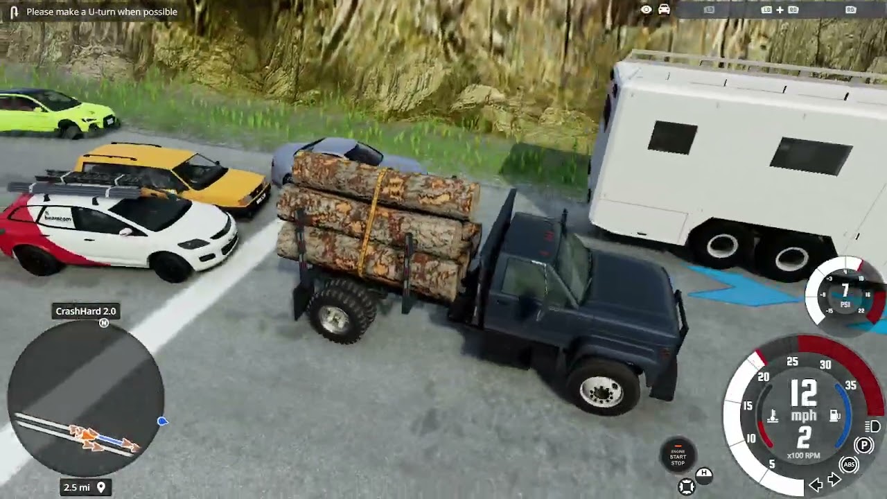 crash hard mountain with ranomized cars