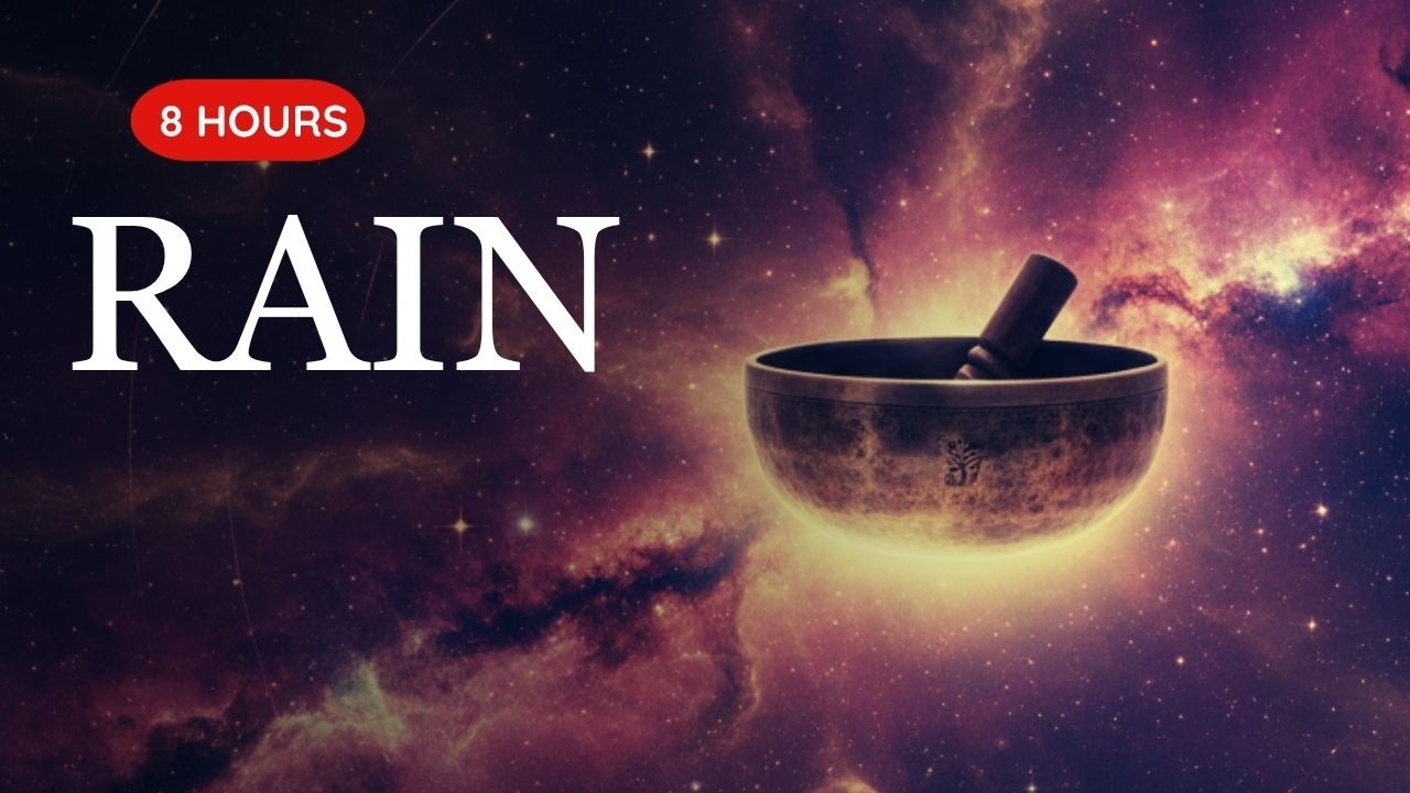Dopamine Reset – 8 Hours Tibetan Bowl Soundscape with Rain & Soft Thunder | Deep Sleep | Pure Vibes