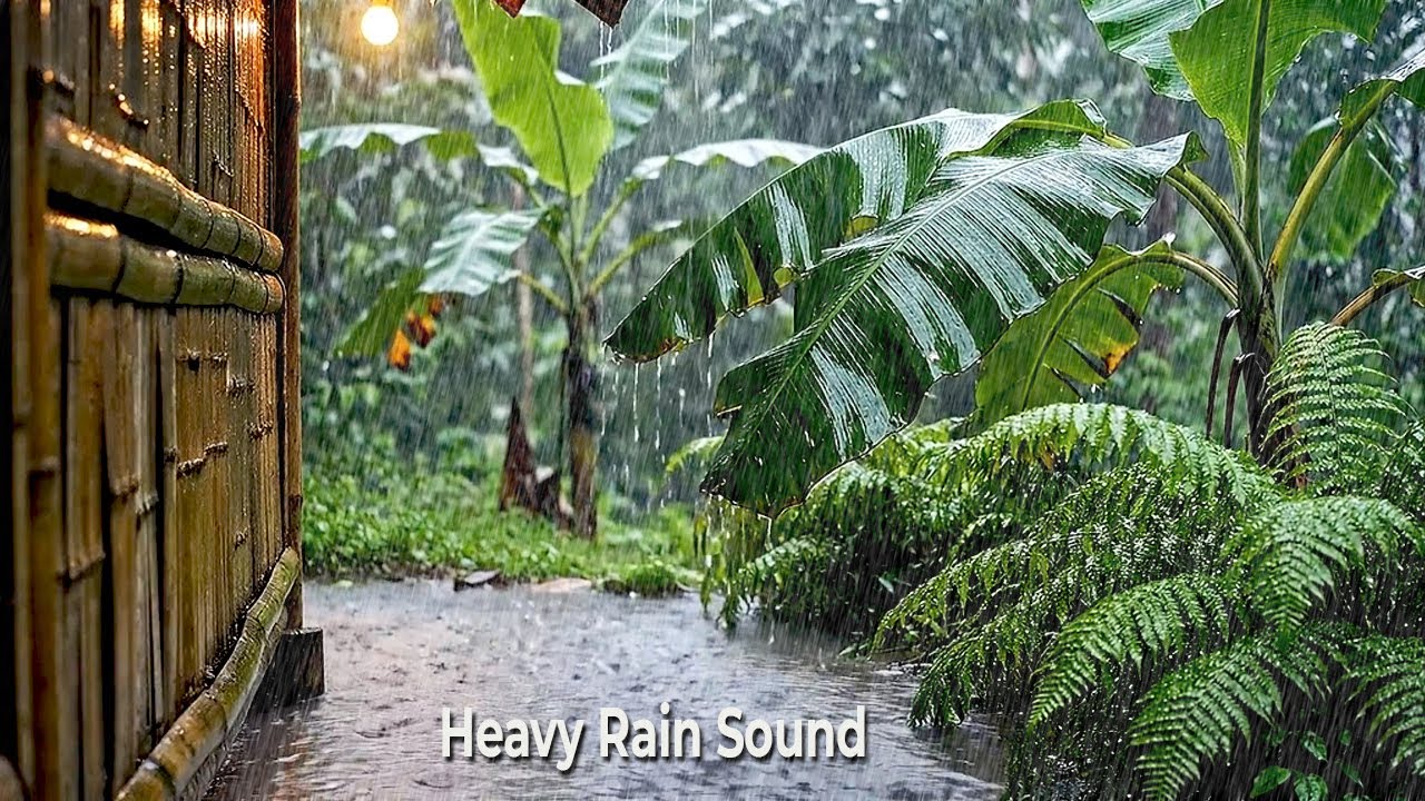 HEAVY RAIN 1 Hour for Sleeping, Relax, Study, insomnia, Reduce Stress. Heavy Rain Sound 🌧️