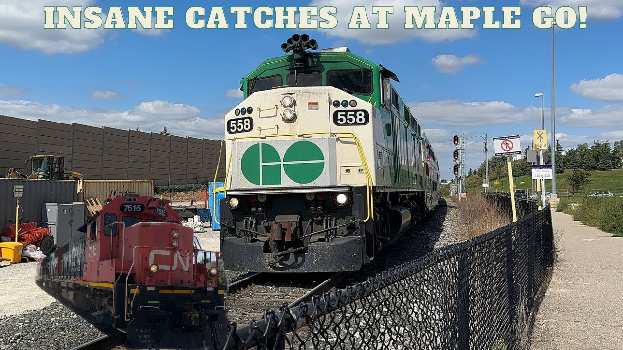 (F59PH Madness CN L544 and an Awesome P3 Horn From 7515) Insane Railfanning at the Maple Go Station