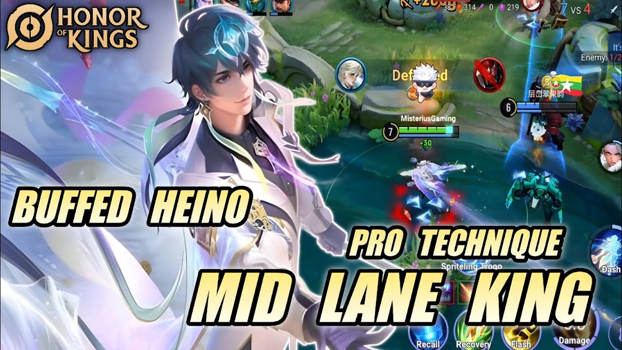 HEINO MID LANE KING HONOR OF KINGS (HOK) - BEST MAGE 100% INSANE DAMAGE! | BUFFED HEINO