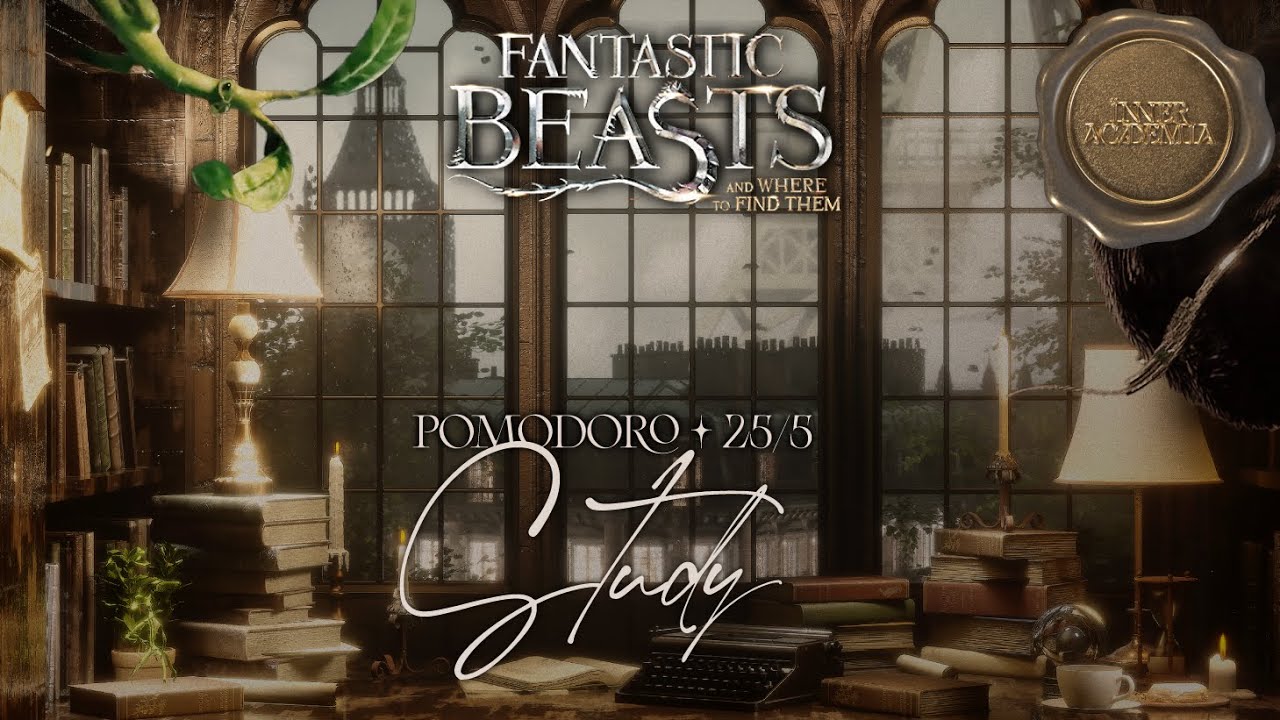 Pomodoro 25/5 ✨Study with Fantastic Beasts x Dark Academia ✧˖°2 hours💼Harry Potter Sequel inspired