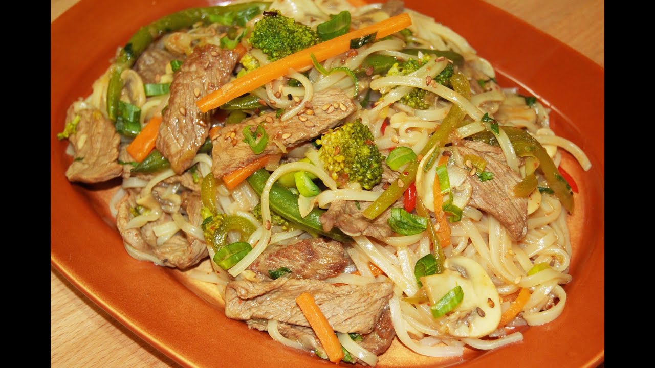 نودلزباللحم والخضارChef Ahmad AllCooking/Beef Rice Noodles