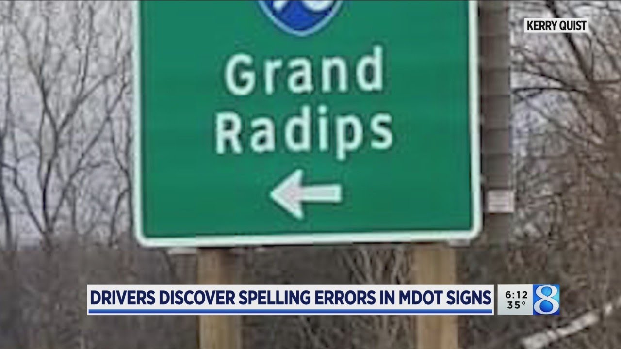 Oops: Highway signs point to &lsquo;Cooperville&rsquo; and &lsquo;Grand Radips&rsquo;