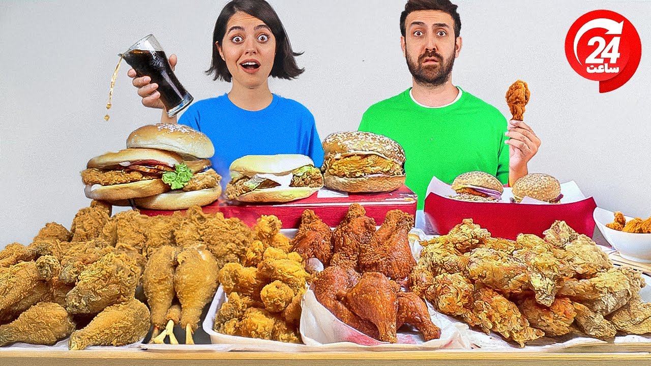 ۲۴ ساعت فقط از یه برند فست فود غذا خوردیم 🍗 رقیب کی‌اف‌سی