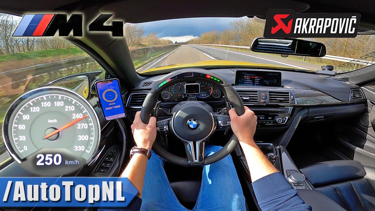 BMW M4 AKRAPOVIC & LED M PERFORMANCE Steering Wheel | TOP SPEED on AUTOBAHN by AutoTopNL