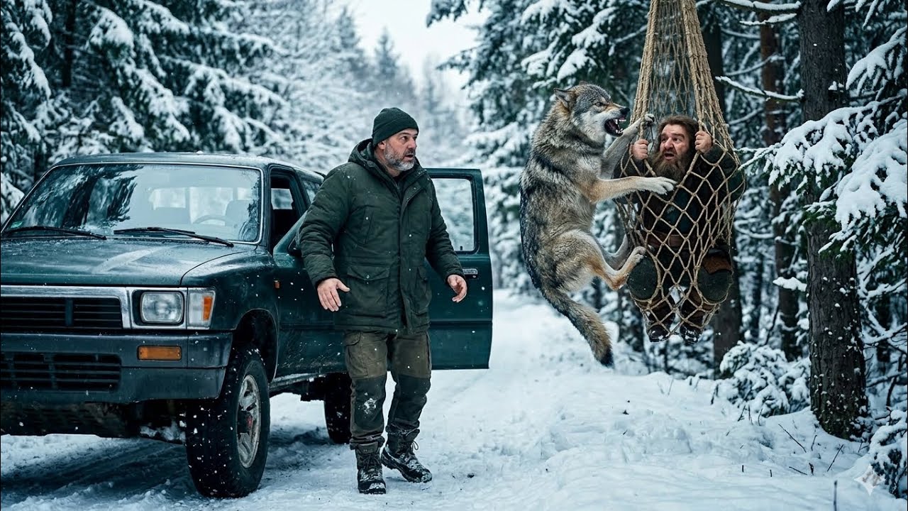 45-Year-Old Trucker Rescues a Trapped wolf in the Snowy Forest