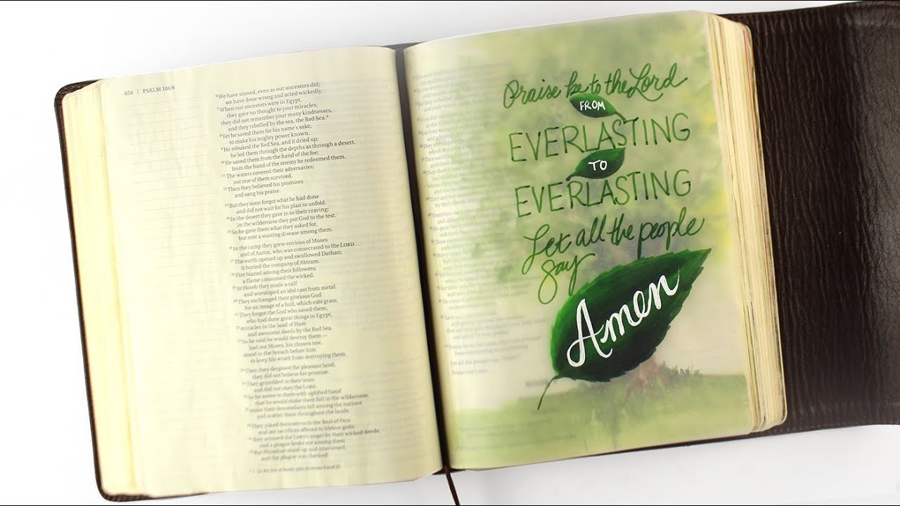 Bible Journaling Psalm 106:48 - Paint an Everlasting Tree with vellum tipin