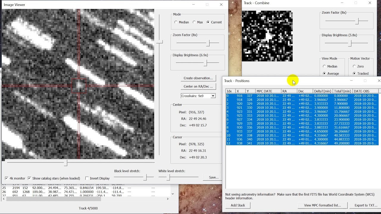 Tycho Tracker Demo, Asteroid Detection Using Synthetic Tracking