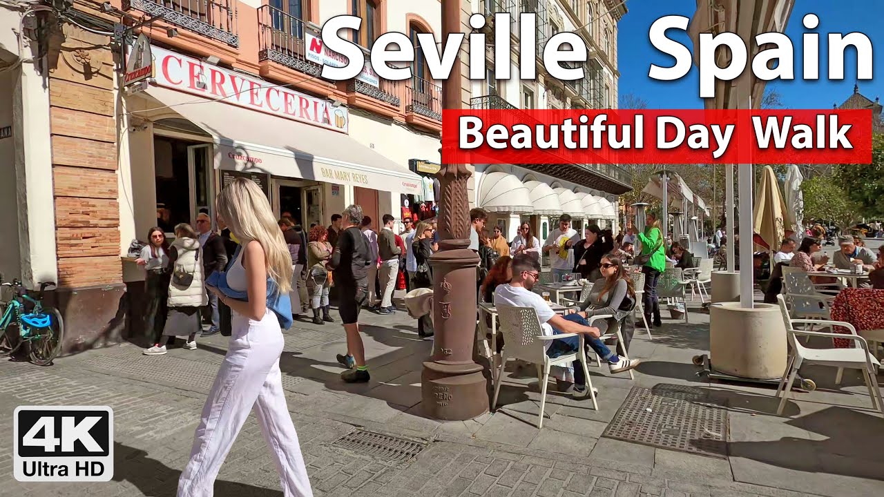 Seville 4K Walk  on famous Constitution Ave. and more! 🌞  Spain Virtual Tour