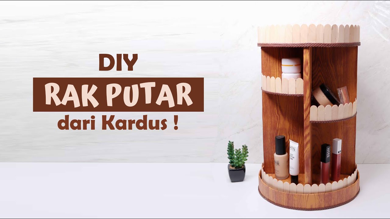DIY Membuat rak kosmetik putar dari kardus bekas ! | How to Rotating cosmetics from cardboard