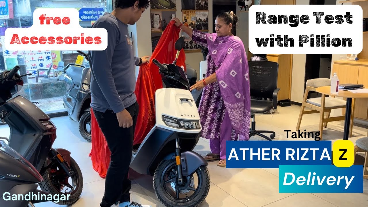 Taking Delivery Of Ather Rizta Z 2.9 KWH - Gandhinagar || Ather Rizta Range Test & Free Accessories.