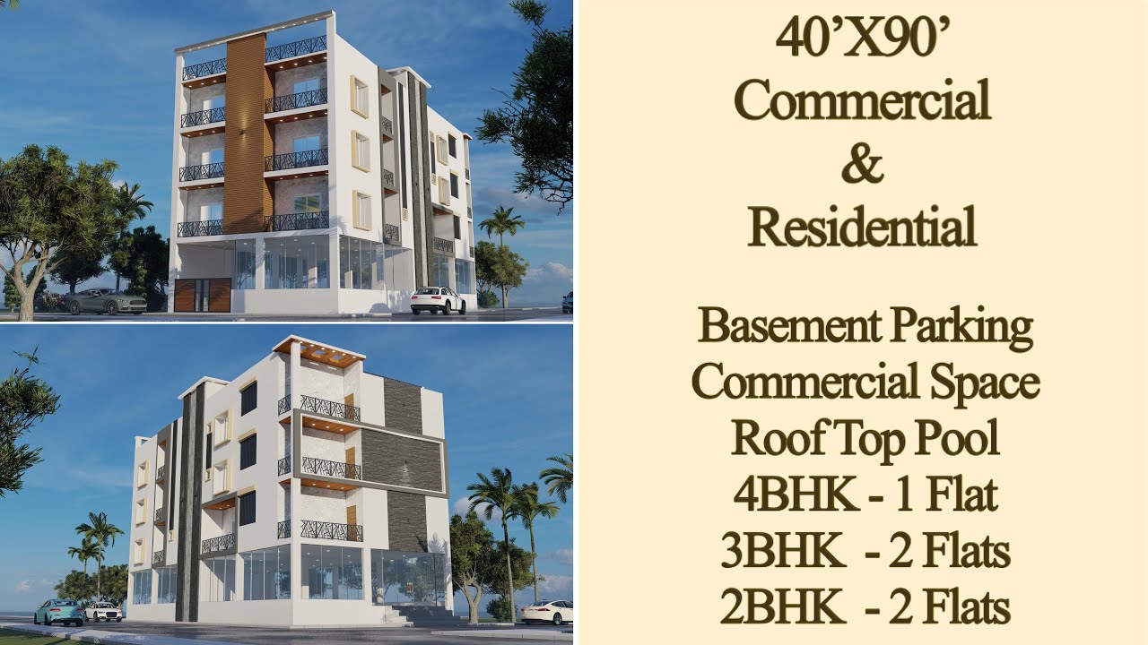 40X90 Feet Commercial and Residential Building Design | 3600 Sqft Plot