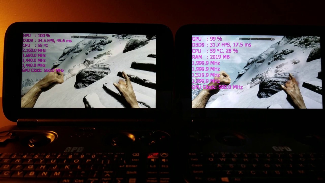 GPD Win - 8700 VS 8750 Skyrim FIGHT