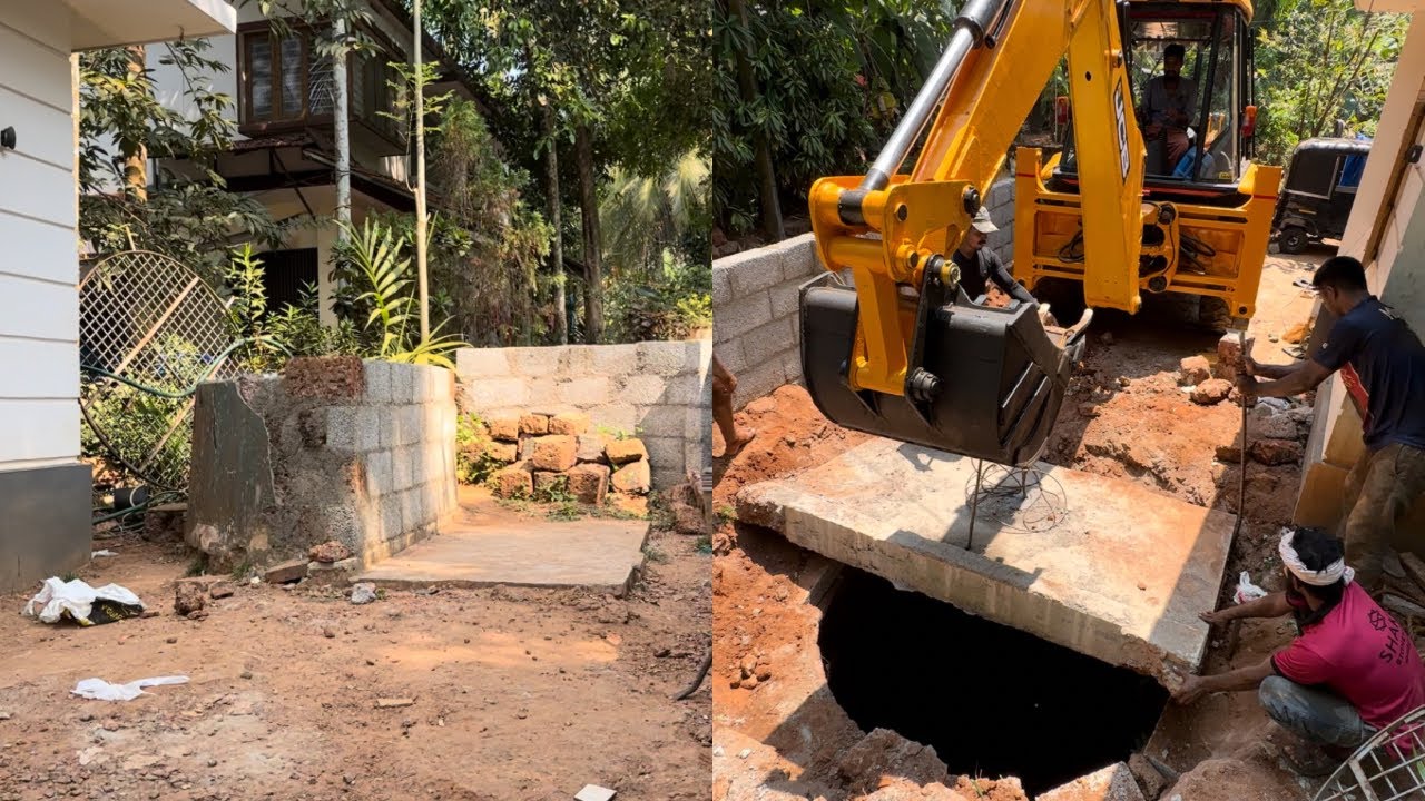 വീടിന്റെ പാദക ലെവലിനേക്കാൾ പൊങ്ങിയ concrete slab JCB വെച്ച് താഴ്ത്തി വെച്ചപ്പോൾ!!