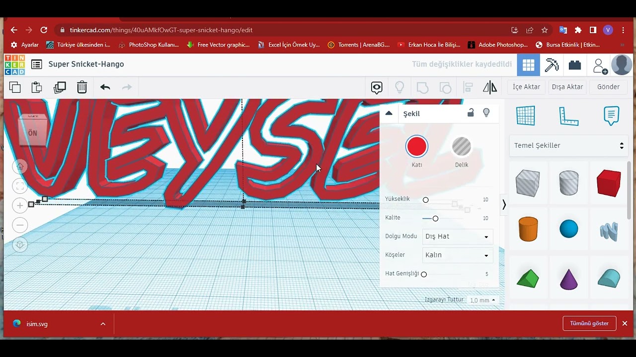Tinkercad Dersleri #9 (İçe Aktarma Dışa Aktarma)
