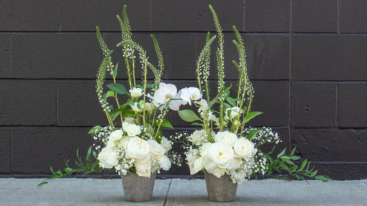White Rose and Babies Breath Arrangement