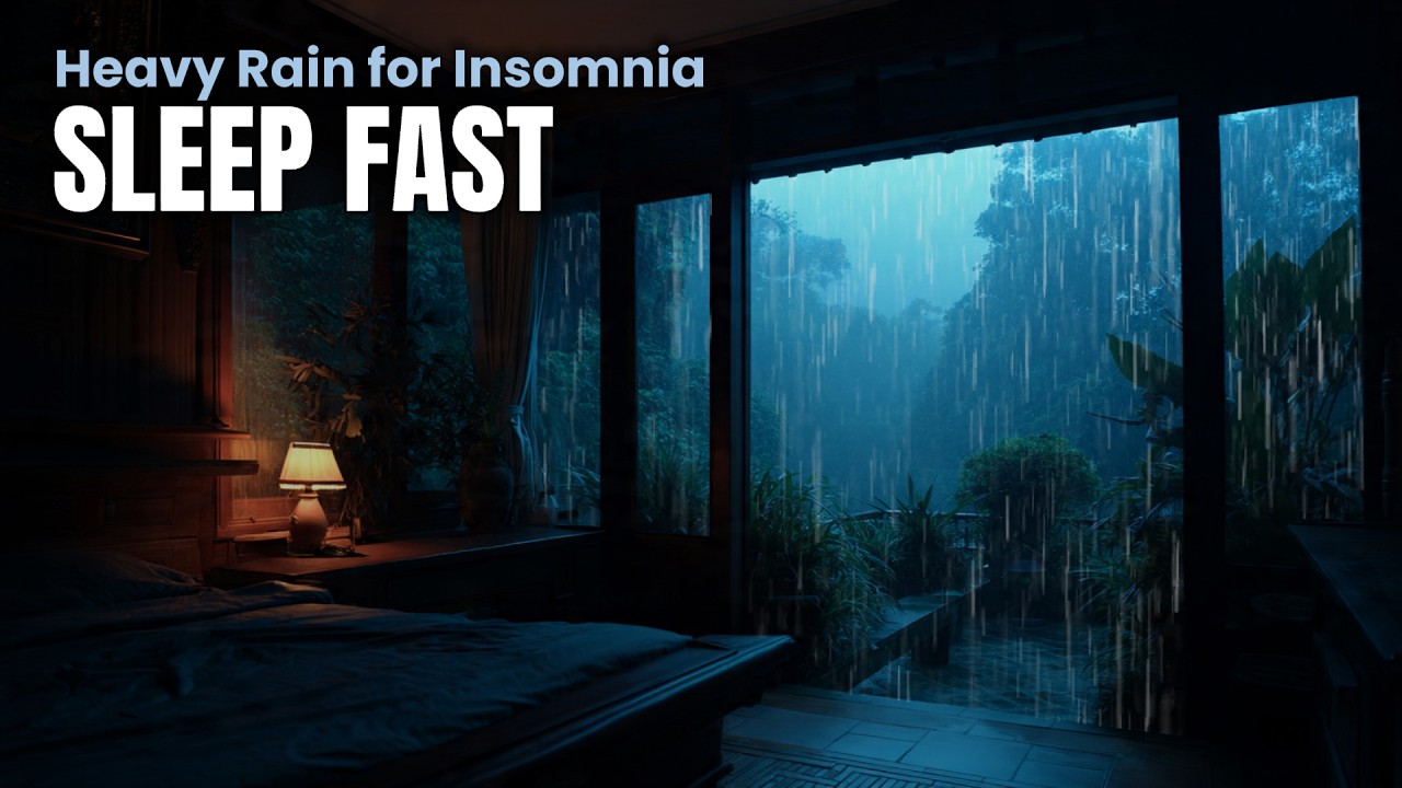 Heavy Rain Outside Bedroom at Night to Beat Insomnia Fall Asleep 1 Hour