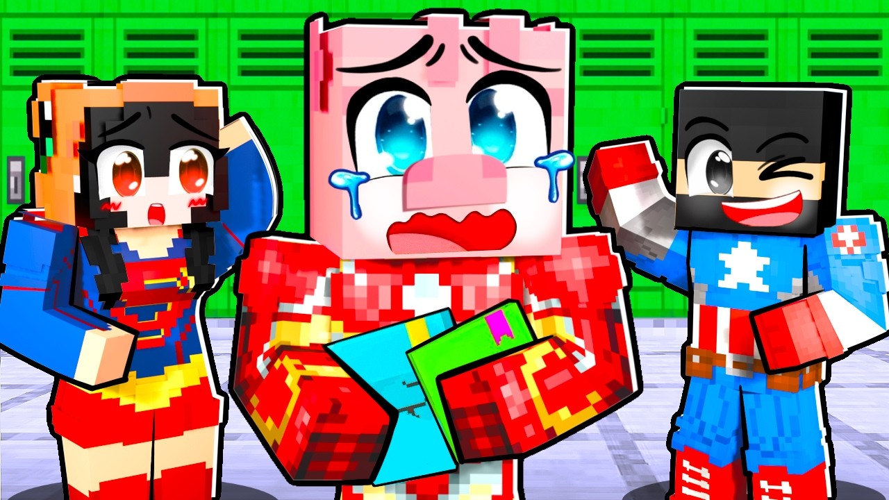 10 PŘÁTEL na jednom SUPERHRDINSKÉM ŠKOLNÍM BLOCKU v Minecraftu!