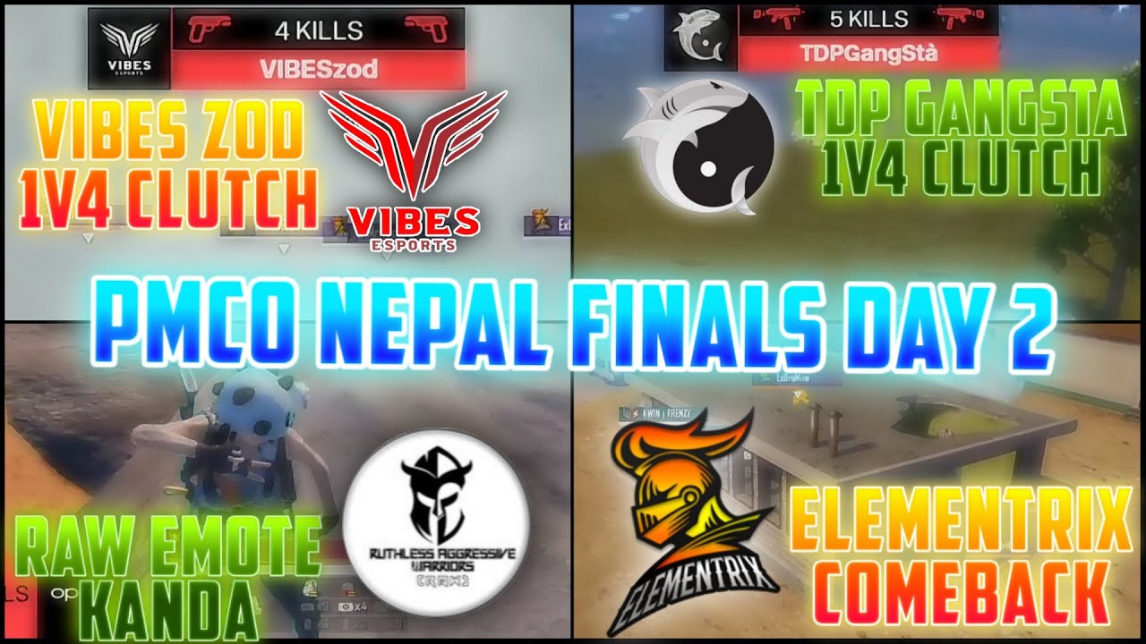 Elementrix COMEBACK 🔥| RAW EMOTE KANDA 😂| VIBES ZOD & TDP GANGSTA 1V4 CLUTCH 😱| PMCO NEPAL FINALS |