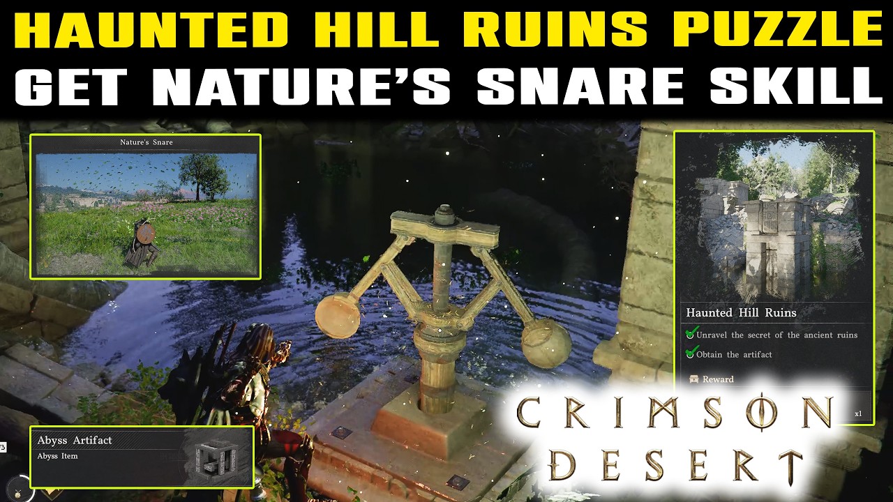 HAUNTED HILL RUINS PUZZLE Solution Crimson Desert | Unlock NATURE'S SNARE SKILL | Mysterious Energy