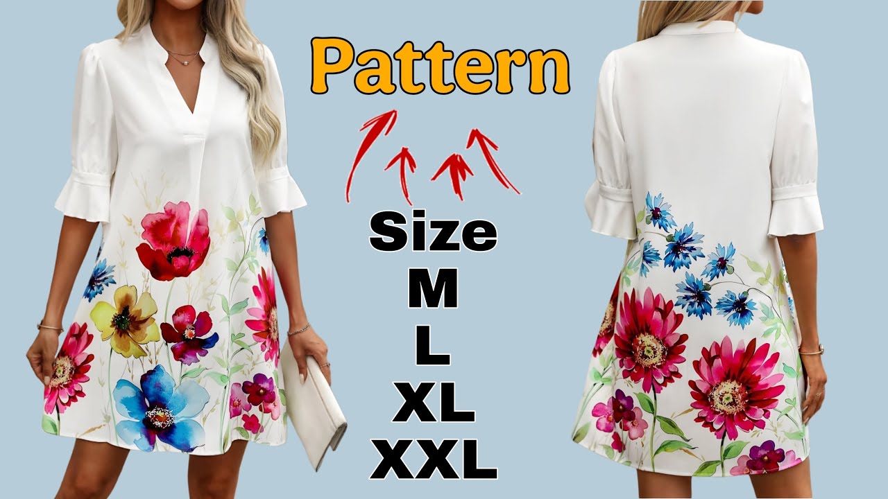 Sew Your Own Dress with These Easy Pattern Making Steps In 20 Minutes! Available in Sizes S to XXL!