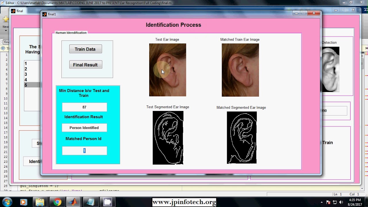 Automated Human Identification Using Ear Imaging | Matlab Final Year Image Processing Project