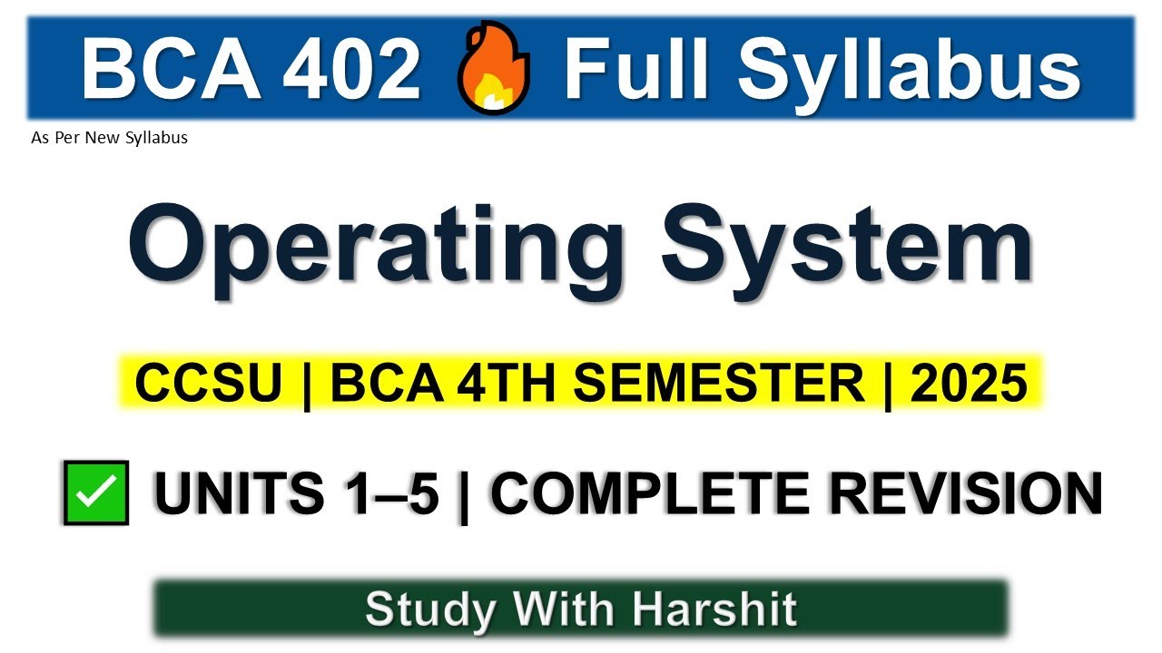 🔥 BCA 402 Full Syllabus | Units 1–5 Operating System | CCSU Sem 4 2025 | Complete Revision