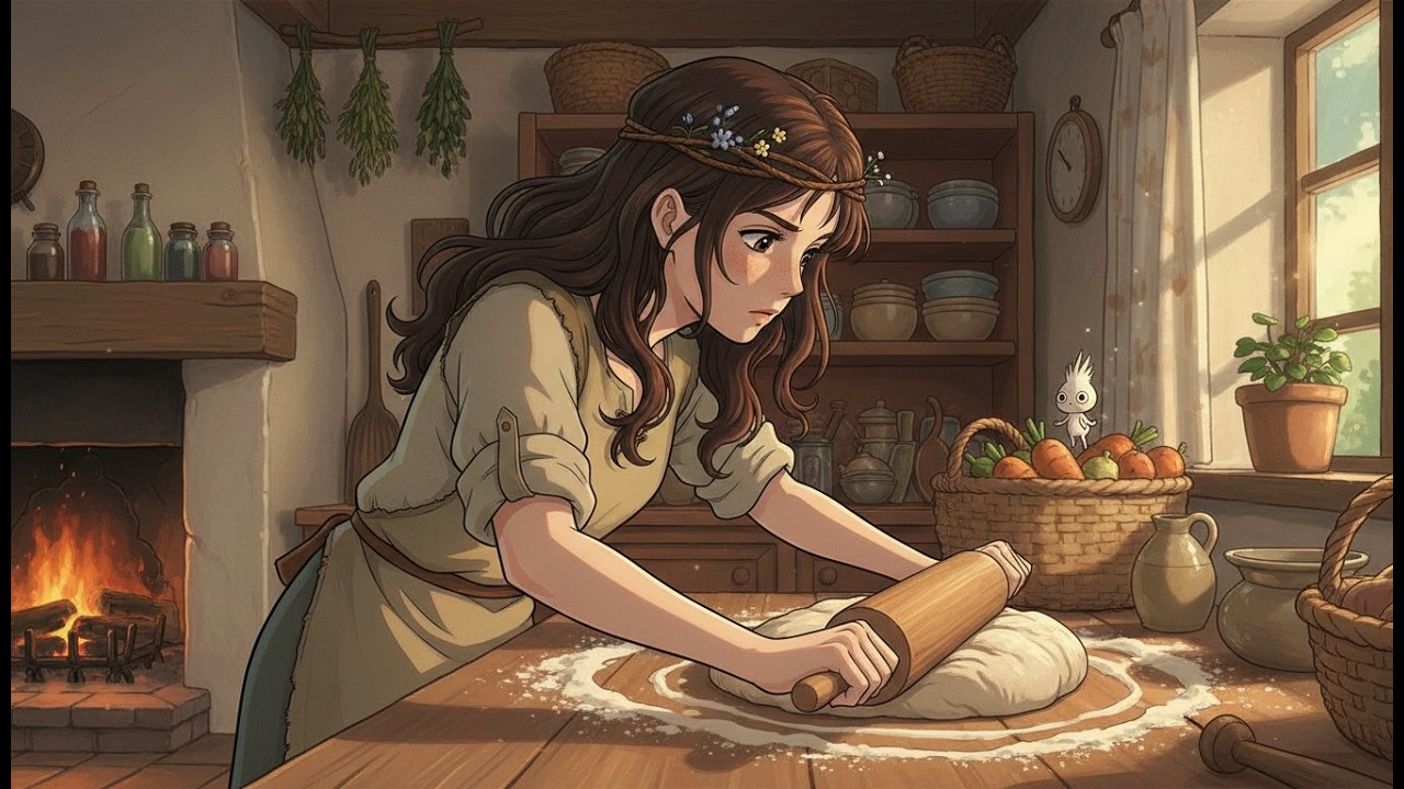Baking rustic spiced berry tart | Ghibli style | Studio ghibli style